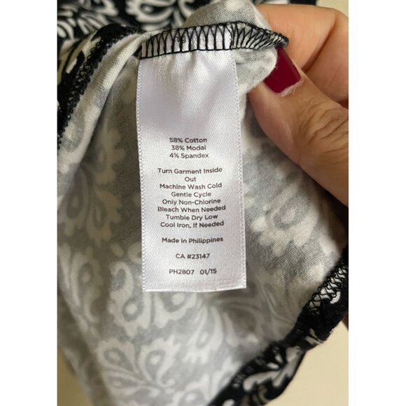 Talbots Size X Black Cream Swing Skirt Stretch Elastic Waist Knee Length - Picture 4 of 5